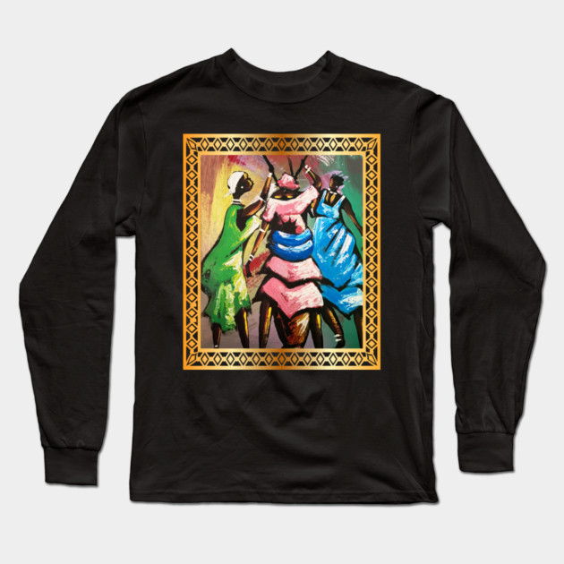 African Women, Afro African Artwork Long Sleeve T-Shirt by logiamerch