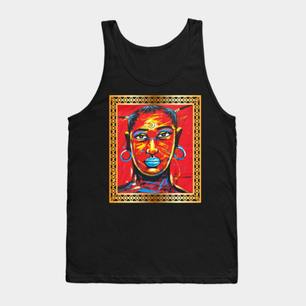 African Woman, Afro African Artwork, Black History Tank Top by logiamerch