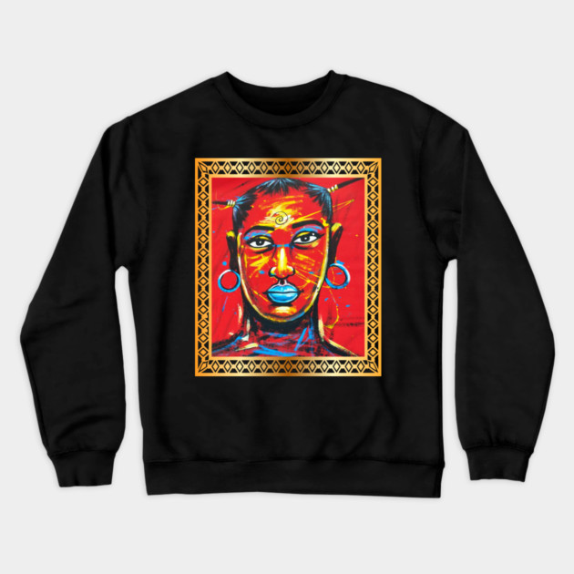 African Woman, Afro African Artwork, Black History Crewneck Sweatshirt by logiamerch