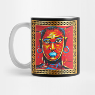 African Woman, Afro African Artwork, Black History Mug