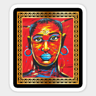 African Woman, Afro African Artwork, Black History Sticker