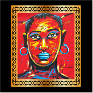 African Woman, Afro African Artwork, Black History Posters and Art
