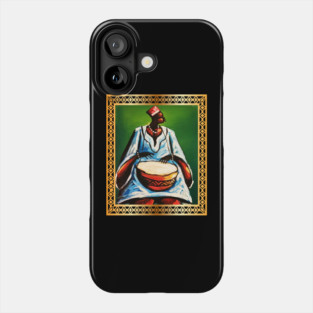 African Man Playing Drums, African Artwork Phone Case