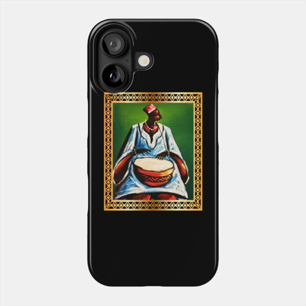 African Man Playing Drums, African Artwork Phone Case by logiamerch