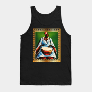 African Man Playing Drums, African Artwork Tank Top