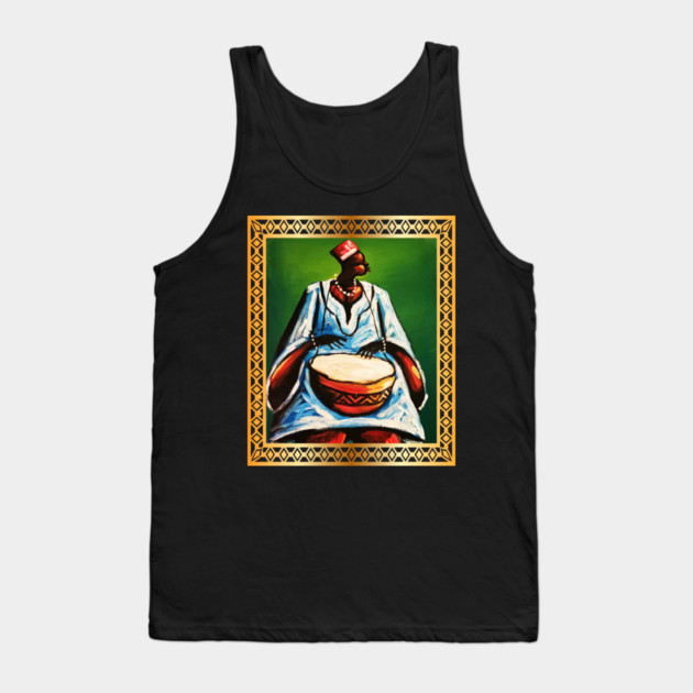 African Man Playing Drums, African Artwork Tank Top by logiamerch