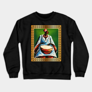 African Man Playing Drums, African Artwork Crewneck Sweatshirt