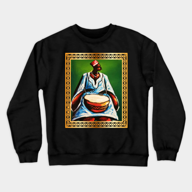 African Man Playing Drums, African Artwork Crewneck Sweatshirt by logiamerch