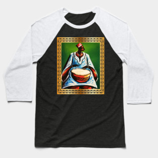 African Man Playing Drums, African Artwork Baseball T-Shirt