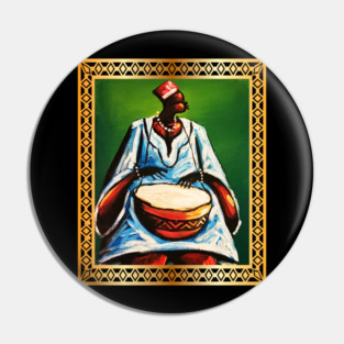 African Man Playing Drums, African Artwork Pin