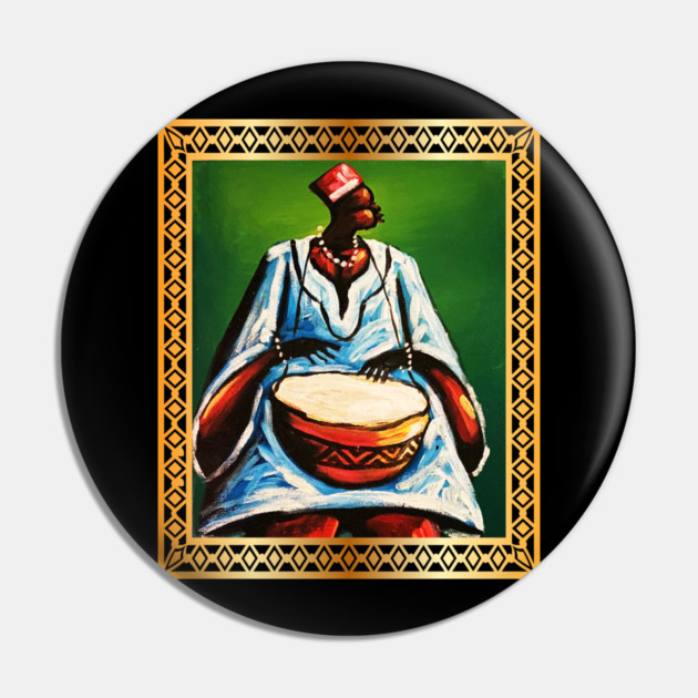 African Man Playing Drums, African Artwork Pin by logiamerch