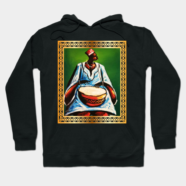African Man Playing Drums, African Artwork Hoodie by logiamerch