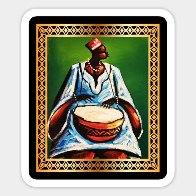 African Man Playing Drums, African Artwork Sticker by logiamerch