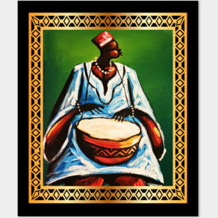 African Man Playing Drums, African Artwork Posters and Art