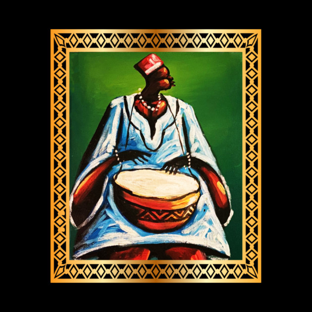 African Man Playing Drums, African Artwork by logiamerch