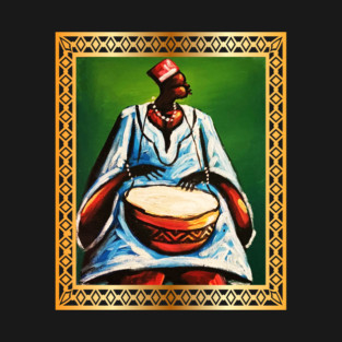 African Man Playing Drums, African Artwork T-Shirt