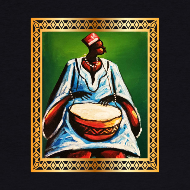 African Man Playing Drums, African Artwork by logiamerch