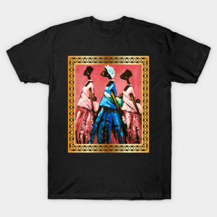 African Women Carrying Babies, African Artwork T-Shirt