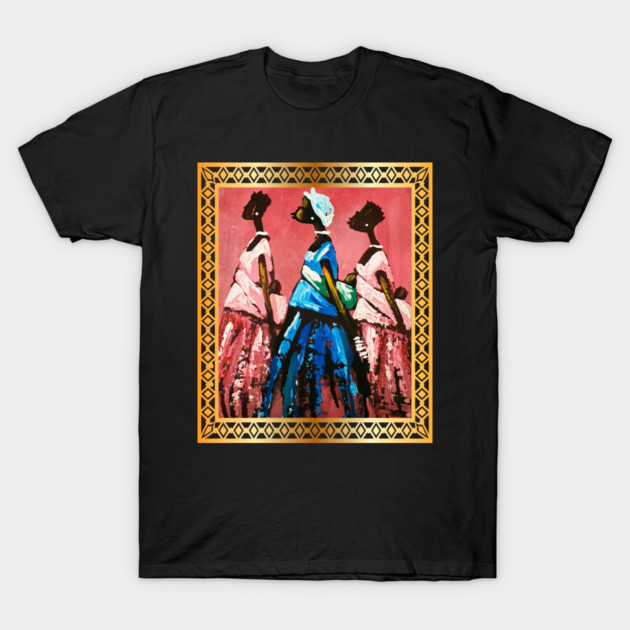 African Women Carrying Babies, African Artwork T-Shirt by logiamerch