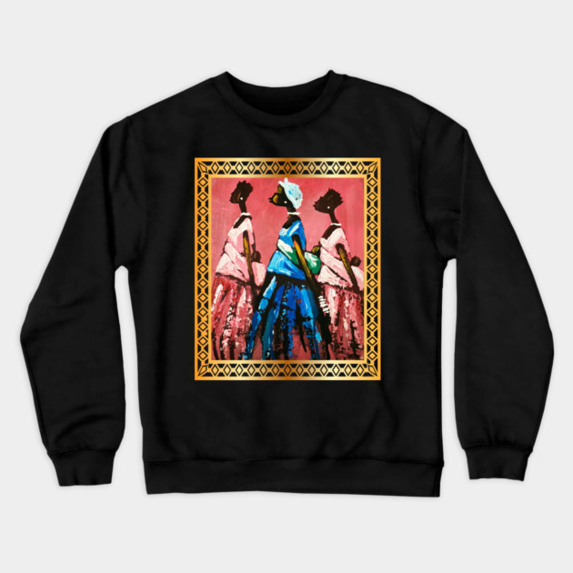 African Women Carrying Babies, African Artwork Crewneck Sweatshirt by logiamerch