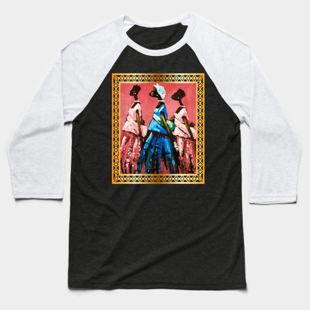 African Women Carrying Babies, African Artwork Baseball T-Shirt by logiamerch