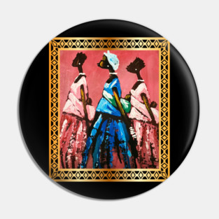 African Women Carrying Babies, African Artwork Pin