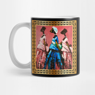 African Women Carrying Babies, African Artwork Mug