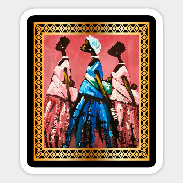African Women Carrying Babies, African Artwork Magnet by logiamerch