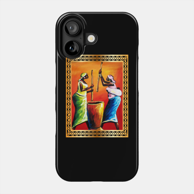 African Women Preparing Food, Black Historty Phone Case by logiamerch