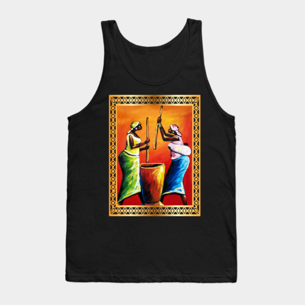 African Women Preparing Food, Black Historty Tank Top by logiamerch