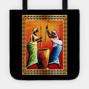 African Women Preparing Food, Black Historty Tote
