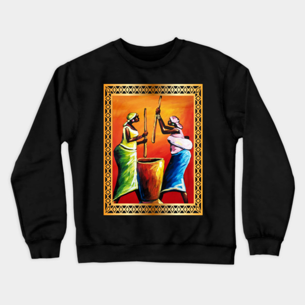 African Women Preparing Food, Black Historty Crewneck Sweatshirt by logiamerch