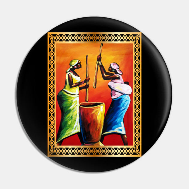 African Women Preparing Food, Black Historty Pin by logiamerch