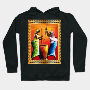 African Women Preparing Food, Black Historty Hoodie