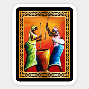 African Women Preparing Food, Black Historty Sticker