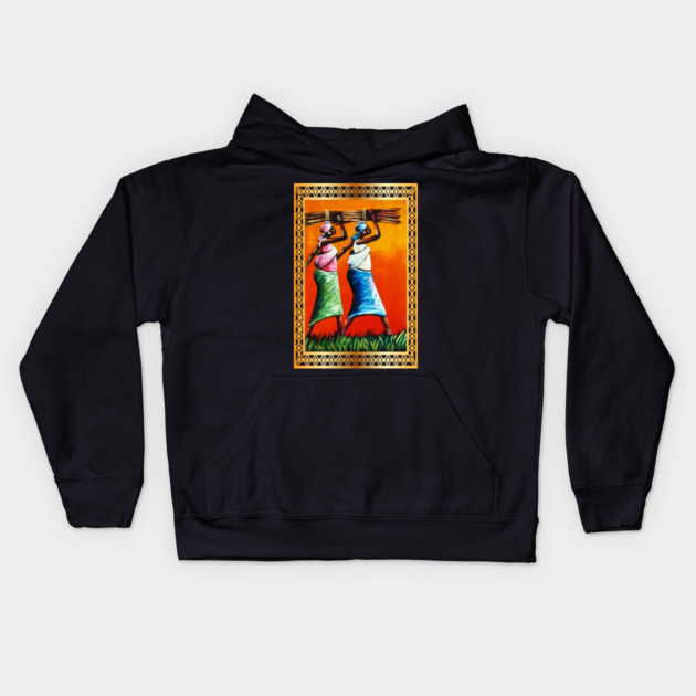 African Woman Artwork, Black History Kids Hoodie by logiamerch