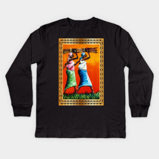 African Woman Artwork, Black History Kids Long Sleeve T-Shirt
