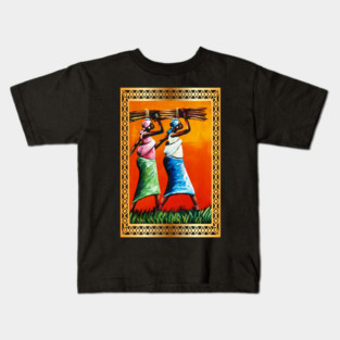African Woman Artwork, Black History Kids T-Shirt