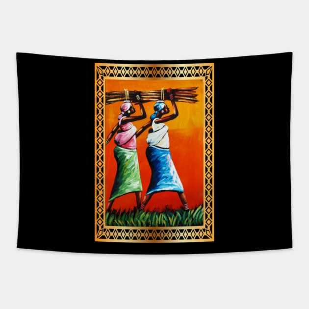African Woman Artwork, Black History Tapestry by logiamerch