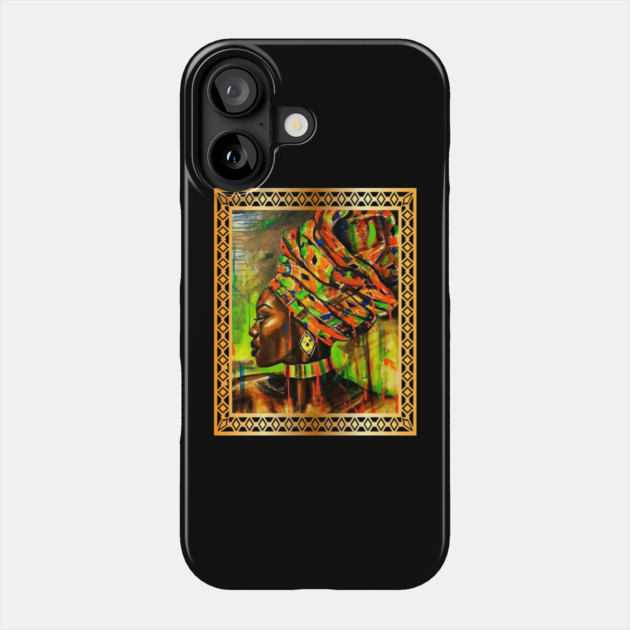 African Woman with Kente Pattern, African Artwork Phone Case by logiamerch
