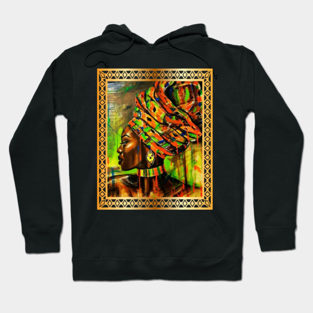 African Woman with Kente Pattern, African Artwork Hoodie by logiamerch
