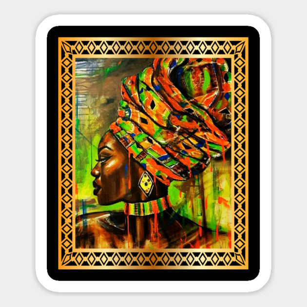 African Woman with Kente Pattern, African Artwork Magnet by logiamerch