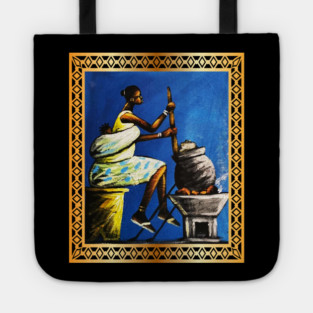 African Woman, African Mom Preparing Food, Back History Tote