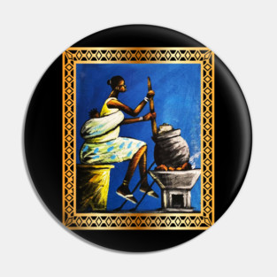 African Woman, African Mom Preparing Food, Back History Pin