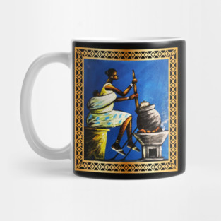African Woman, African Mom Preparing Food, Back History Mug