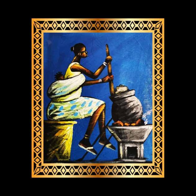 African Woman, African Mom Preparing Food, Back History by logiamerch