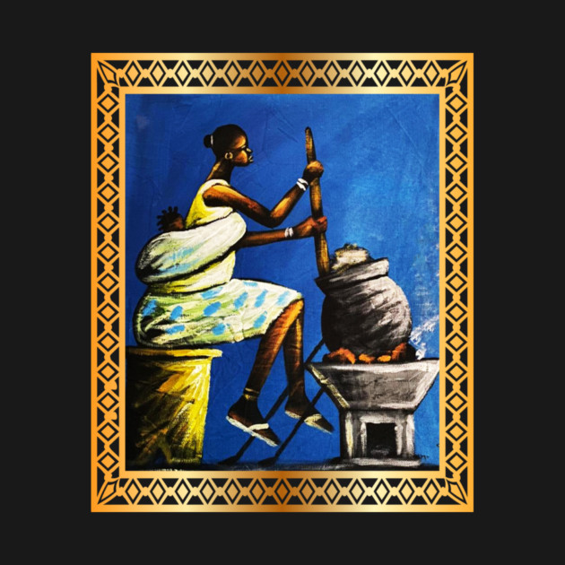 African Woman, African Mom Preparing Food, Back History by logiamerch