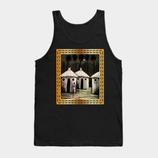 Mud Hut, African Artwork Tank Top