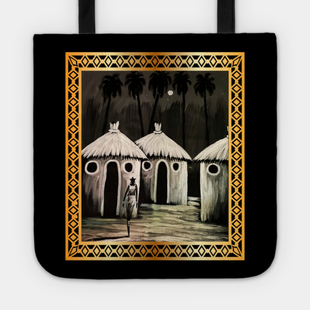 Mud Hut, African Artwork Tote by logiamerch
