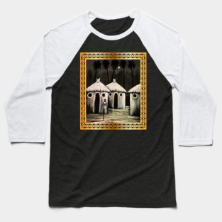 Mud Hut, African Artwork Baseball T-Shirt
